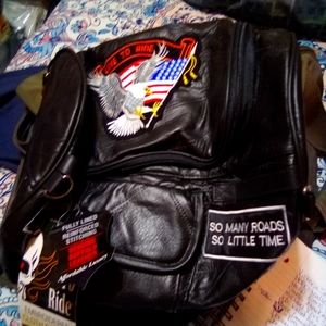 Black buffalo leather bag